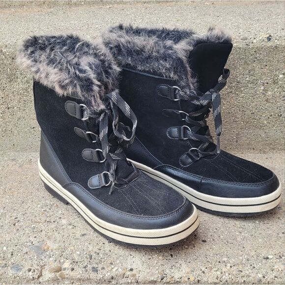 Universal Thread Ellysia Leather Snow Winter Boots 9 - Picture 2 of 7
